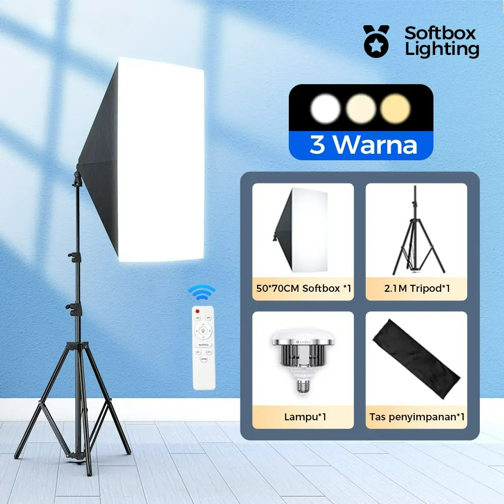 Voice Control Light Bulb - Softbox de 50x70cm, Kit de Iluminación