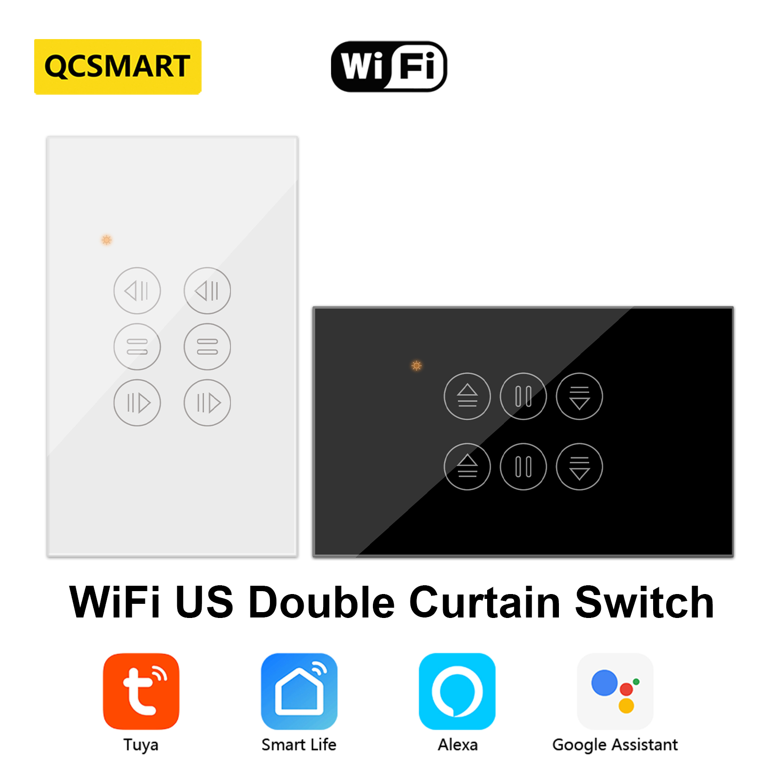 Smart Home Blinds - QCSMART WiFi doble cortina interruptor estadounidense