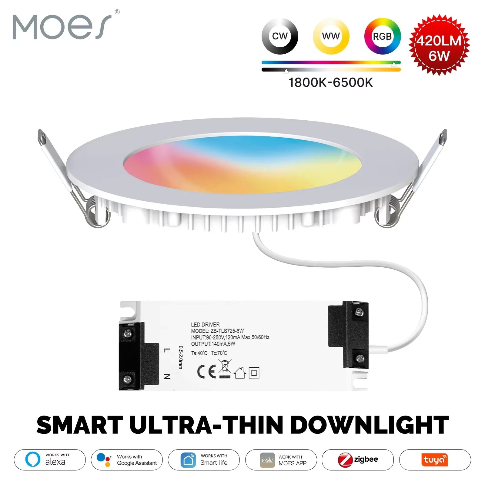 Smart Home Youtube - Lámpara de Techo MOES ZigBee Tuya,