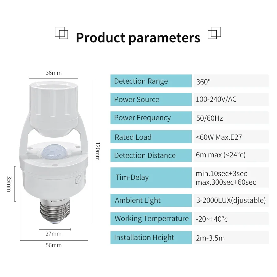 Sensor de movimiento PIR E27,  - Voice Control Light Bulb reseña y precio